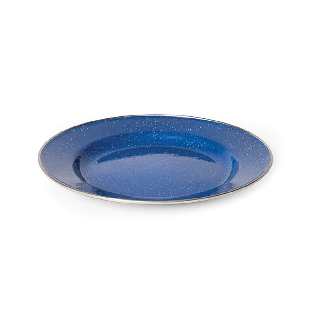 Campfire 26cm Enamel Flat Plate - Blue W/ Stainless Steel Rim 3 Campfire 26cm Enamel Flat Plate - Blue W/ Stainless Steel Rim