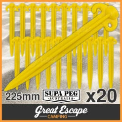 Supa Peg Sand Peg 225mm 20 Pack 7 Supa Peg Sand Peg 225mm 20 Pack -Camping Equipment Sale PLY162x20 2